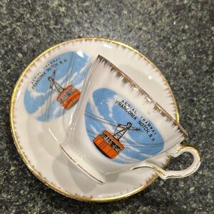 Aerial Tramway Franconia Notch Cup and Saucer Set vintage teacup coffee mug